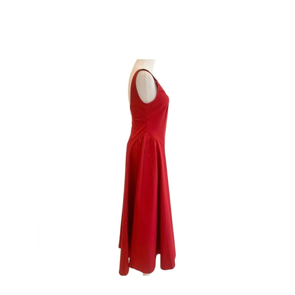 Helsa Red Stretch Cotton Sateen Midi Dress Size Medium NWOT - Picture 8 of 9
